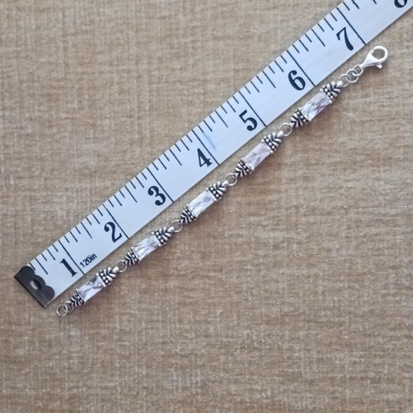 Silver Tone Clear Crystal Bracelet - Picture 4 of 7